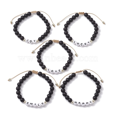 5Pcs 5 Style Glass Round Beaded Braided Bead Bracelets Set(BJEW-JB10014)-4