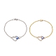 2Pcs 2 Color Crystal Rhinestone Heart with Evil Eye Link Bracelets Set(BJEW-JB09166)-1