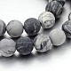 Esmerilado redondo natural piedra de seda negro / hebras de cuentas netstone(G-J338-14-10mm)-1