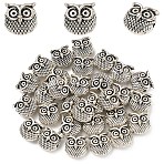 30Pcs Tibetan Style Alloy Beads, Cadmium Free & Lead Free, Owl, Antique Silver, 11x11x7mm, Hole: 1.5mm, 30pcs/set(TIBEP-YW0002-10)