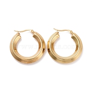 201 Stainless Steel Chunky Hoop Earrings, with 304 Stainless Steel Pins, Golden, 33x6mm, Pin: 0.8mm(STAS-H164-06G)