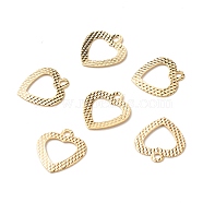 Brass Charms, Long-Lasting Plated, Cadmium Free & Lead Free, Hollow, Heart, Real 24K Gold Plated, 13x12x0.5mm, Hole: 1.5mm(KK-F831-019G-RS)