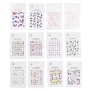 Nail Decals Stickers, Flower Butterfly Feather Fruit Self-adhesive Nail Art Supplies, for Woman Girls DIY Manicure Design, Mixed Patterns, 102x80x0.4mm(MRMJ-T094-M)