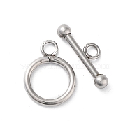 304 Stainless Steel Ring Toggle Clasps, Stainless Steel Color, 19x14x2mm, Hole: 2.8mm(STAS-A092-09I-P)