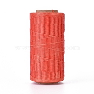Waxed Polyester Cord, Micro Macrame Cord, Waxed Sewing Thread, Flat, Orange Red, 0.8mm, about 284.33 yards(260m)/roll(YC-I003-A27)