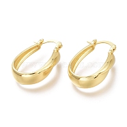 Brass Thick Hoop Earrings, Long-Lasting Plated, Oval, Real 18K Gold Plated, 29.2x19.7x7.2mm, Pin: 1.5mm(EJEW-H104-08G)