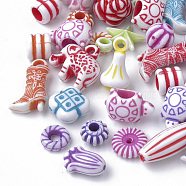 Craft Style Acrylic Beads & Pendants, Mixed Shapes, Mixed Color, 5~19x7~15x3~11mm, Hole: 1~5mm, about 1200pcs/500g(SACR-T340-04)