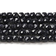 Synthetic Blue Goldstone Beads Strands, Cube, Faceted, Grade AA, 4x4x4mm, Hole: 0.7mm, about 95pcs/strand, 14.96~15.16''(38~38.5cm)(G-E608-E09)