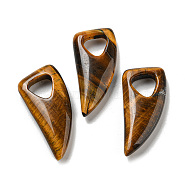 Natural Tiger Eye Pendants, Horn Charms, 41~43x20x7.5~8mm, Hole: 10.5~11mm(G-M417-03A)