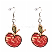 Apple Transparent Acrylic Dangle Earrings, with 316 Surgical Stainless Steel Earring Hooks, Red, 63mm, Pin: 0.7mm(EJEW-JE04547-06)