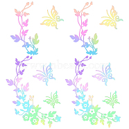 8 Sheets 2 Styles Laser Flower Plastic Self Adhesive Car Stickers, Butterfly Waterproof Decals for Vehicle Decoration, Colorful, 202~203x159~217x0.2mm, 4 sheets/style(STIC-GA0001-12)