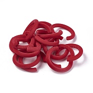 Flocky Acrylic Beads, Letter C Shape, Red, 47.5x44.5x6.6mm, Hole: 1.5mm, Inner Diameter: 35mm(X-OACR-L010-B-13)