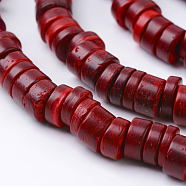 Dyed Natural Coconut Disc Bead Strands, Brown, 9x2~6mm, Hole: 3mm, about 108pcs/strand, 15.7 inch(COCB-O003-07F)