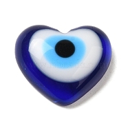 Evil Eye Resin Cabochons, Lucky Eye Cabochons, Blue, Heart, 16x19x6.5mm(RESI-Z013-05)