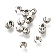 304 Stainless Steel Crimp Beads Covers, Stainless Steel Color, 4x3.5x2.5mm(X-STAS-P239-34P-03)