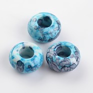 Dyed Rondelle Natural Ocean White Jade Beads, Large Hole Beads, Deep Sky Blue, 15x8mm, Hole: 6mm(G-D782-10)