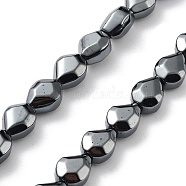 Synthetic Non-Magnetic Hematite Beads Strands, Faceted, Teardrop, 10x8x6mm, Hole: 1mm, about 39pcs/strand, 15.67 inch(39.8cm)(G-H303-B25)