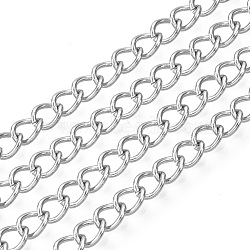 304 Stainless Steel Curb Chains, Unwelded, with Spool, Stainless Steel Color, 5x4x0.6mm, about 32.8 Feet(10m)/roll(CHS-S007-001)