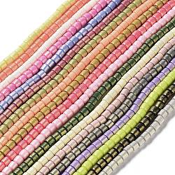 Spray Painted Handmade Polymer Clay Beads Strands, for DIY Jewelry Crafts Supplies, Column, Mixed Color, 6~6.5x6mm, Hole: 1.8mm, about 63~65pcs/strand, 15.43~15.87 inch(39.2~40.3cm)(CLAY-F004-A)