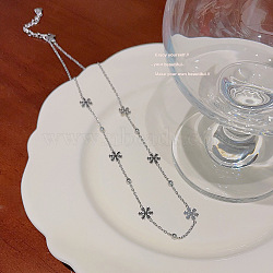 Snowflake 304 Stainless Steel Link Chain Necklaces for Women, Stainless Steel Color, 15.75 inch(40cm)(FS-WGDC653-03)