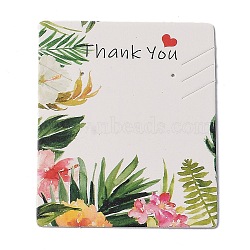 Cardboard Necklace Earring Set Display Cards, Rectangle, White, Flower Pattern, 6.4x5.1x0.02cm, 100pcs/bag(CDIS-A002-C-03A)