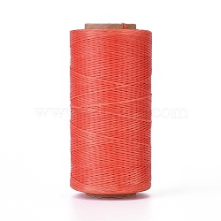 Waxed Polyester Cord, Micro Macrame Cord, Waxed Sewing Thread, Flat, Orange Red, 0.8mm, about 284.33 yards(260m)/roll(YC-I003-A27)