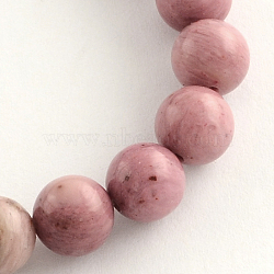 Natural Rhodonite Beads Strands, Round, 6.5mm, Hole: 1mm, about 63pcs/strand, 15.5 inch(X-G-R257-6mm)