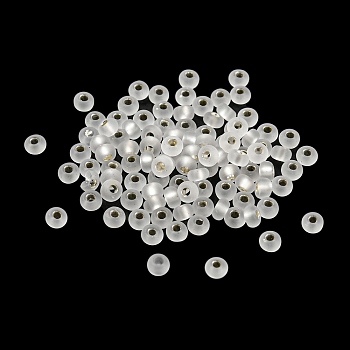 Frosted Silver Lined Glass Seed Beads, Round Hole, Round, Gainsboro, 3x2mm, Hole: 1mm, 787pcs/bag