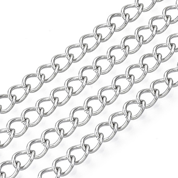 304 Stainless Steel Curb Chains, Unwelded, with Spool, Stainless Steel Color, 5x4x0.6mm, about 32.8 Feet(10m)/roll