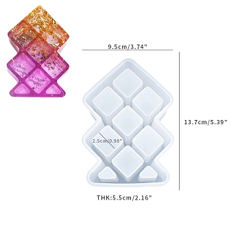Gridded Storage Box DIY Silicone Molds, Resin Casting Molds, for UV Resin & Epoxy Resin Craft Making, Rhombus, 137x95x55mm