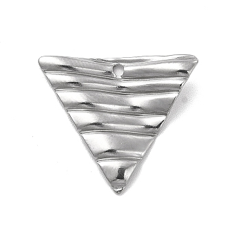 201 Stainless Steel Pendants, Triangle Charm, Stainless Steel Color, 17x19x1.5mm, Hole: 1.2mm