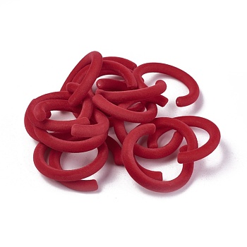 Flocky Acrylic Beads, Letter C Shape, Red, 47.5x44.5x6.6mm, Hole: 1.5mm, Inner Diameter: 35mm