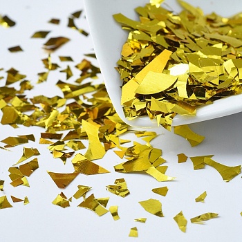 Plastic Candy Sequins/Paillette Chip, UV Resin Filler, for Epoxy Resin Jewelry Making, Gold, 2~20x2~16mm, about 20g/bag