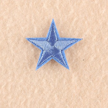 Computerized Embroidery Cloth Iron on/Sew on Patches, Costume Accessories, Appliques, Star, Cornflower Blue, 3x3cm