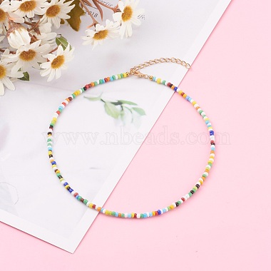 Mixed Styles Round Glass Seed Beaded Necklaces(NJEW-JN03362)-5