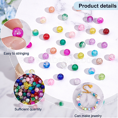 PandaHall Elite 875Pcs 35 Colors Spray Painted Transparent Crackle Glass Beads(CCG-PH0001-09)-4