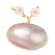 Oval & Peach Blossom Dyed Natural White Shell Brooches for Women(JEWB-E031-01G-01)-1