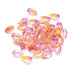 Transparent Glass Charms, Teardrop Shaped Petal, Two Tone, Light Salmon, 13x8x5.5mm, Hole: 1.2mm(GLAA-H016-12L-3)