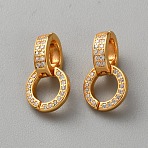 925 Sterling Silver Pave Cubic Zirconia Twister Clasps, Golden, 15x8x6mm, Hole: 5mm(STER-WH0027-07A-G)