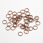 Iron Open Jump Rings, Nickel Free, Red Copper, 7x0.7mm, 21 Gauge, Inner Diameter: 5.6mm, about 16000pcs/1000g(IFIN-A018-7mm-R-NF)