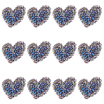 12Pcs Glitter Resin Hotfix Rhinestone(Hot Melt Adhesive On The Back), Rhinestone Trimming, Costume Accessories, Heart, Blue, 28x32x4.5mm(PATC-CA0001-15)