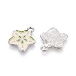 Fruit Alloy Enamel Charms, Carambola, Platinum, Beige, 16x14x1.5mm, Hole: 1.4mm(PALLOY-S058-01P-04)