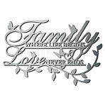 Iron Hanging Decors, Metal Art Wall Decoration, Word Family Where Life Begins Never Ends, for Living Room, Home, Office, Garden, Kitchen, with Wall Anchor & Screw, Silver Color Plated, 200x300x1.8mm(AJEW-WH0306-010)