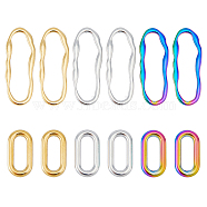 12Pcs 6 Style 304 Stainless Steel Linking Rings, Oval, Mixed Color, 19~35x10~13x2~2.5mm, Inner Diameter: 14~30.5x5~7.5mm, 2pcs/style(STAS-FH0001-95)