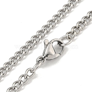 Non-Tarnish 201 Stainless Steel Curb Chain Necklaces for Women and Men, Stainless Steel Color, 23.43~24.02 inch(59.5~61cm)(NJEW-F322-07P)