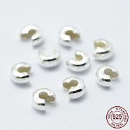 925 Sterling Silver Crimp Beads Cover, Silver, 4mm(X-STER-G027-27S-4mm)