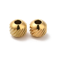 201 Stainless Steel Bead, Round, Real 18K Gold Plated, 5mm, Hole: 2mm(STAS-H214-29B-G-1)