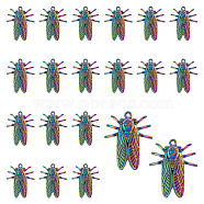 20Pcs Alloy Pendants, Cadmium Free & Lead Free, Cicada Charm, Rainbow Color, 28x23x4.5mm, Hole: 1.6mm(PALLOY-DC0001-11)