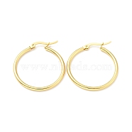 Vacuum Plating 201 Stainless Steel Hoop Earrings for Women, with 304 Stainless Steel Pins, Real 18K Gold Plated, 29.5~30x2mm, Pin: 0.6mm(EJEW-G260-02A-G)