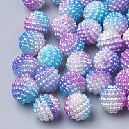 Imitation Pearl Acrylic Beads, Berry Beads, Combined Beads, Rainbow Gradient Mermaid Pearl Beads, Round, Lilac, 10mm, Hole: 1mm, about 200pcs/bag(OACR-T004-10mm-08)